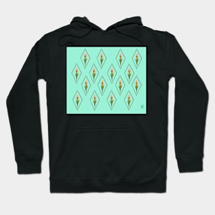 Retro Flowers in Teal Hoodie